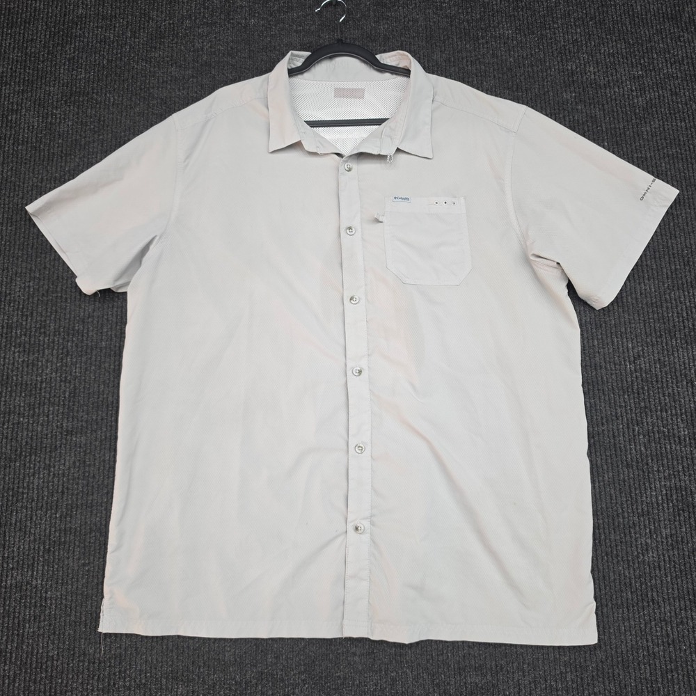 Columbia PFG Mens Gray Omni-Shade Vented Short Sleeve Fishing Shirt FM7042